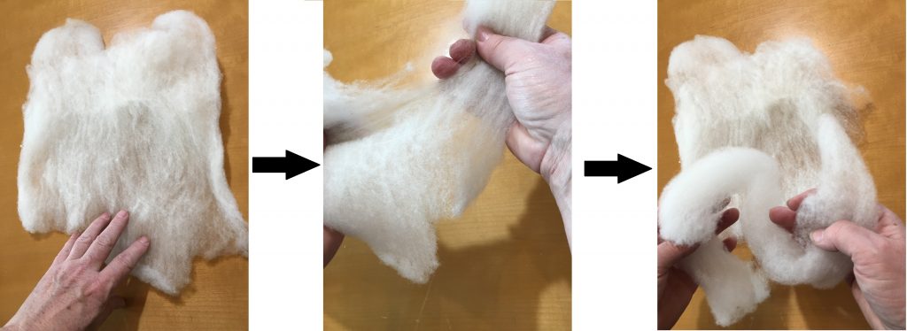 unroll batts for easier spinning